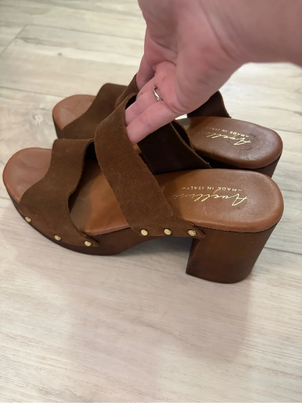 Avellini Made in Italy Leather Platform Sandals Brown EU 41 / US 10.5